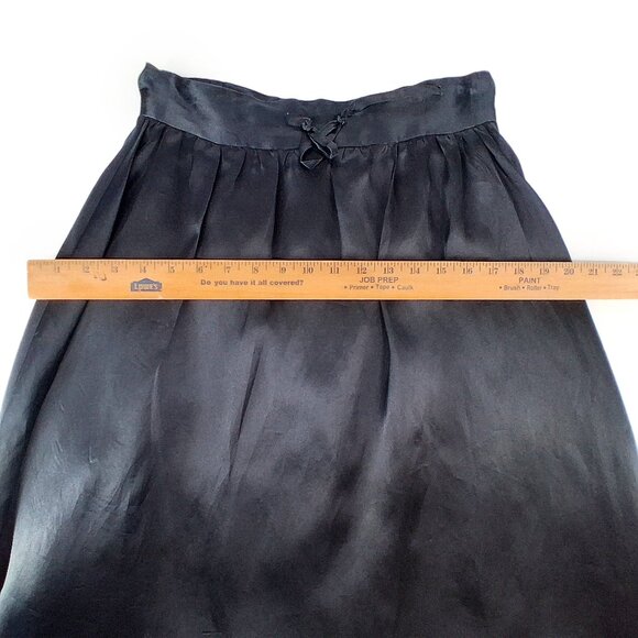 Cament VTG 90s 100% Silk Balloon Midi Skirt A Line Drawstring Black Lined SZ S - Picture 7 of 8